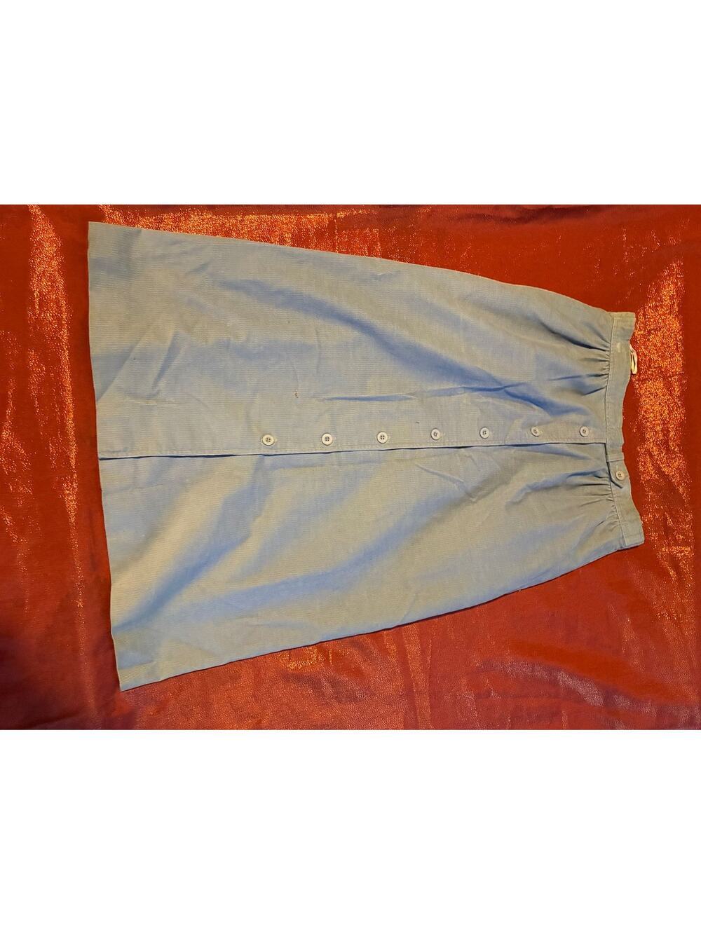 Suburbans Skirt Womens M Light Blue Button Front Elastic Waist Midi A Line